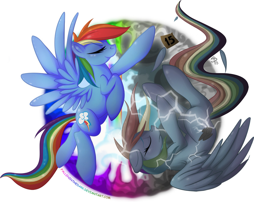 2013 cloud cutie_mark equine eyes_closed eyes_vlosed falleninthedark female feral friendship_is_magic hair horse lightning mammal multi-colored_hair my_little_pony pegasus pony rainbow rainbow_dash_(mlp) rainbow_hair solo wings yin_yang