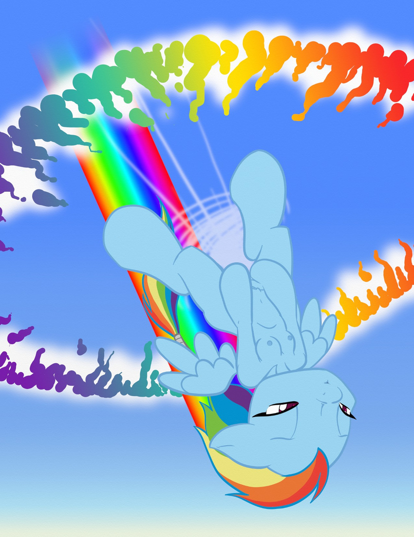 anthrofied blue_body blue_fur breasts equine female flying friendship_is_magic fur hair horse inkwell_pony mammal masturbation multi-colored_hair my_little_pony nipples nude orgasm pegasus pony rainbow rainbow_dash_(mlp) rainbow_hair solo sonic_rainboom the_truth wings