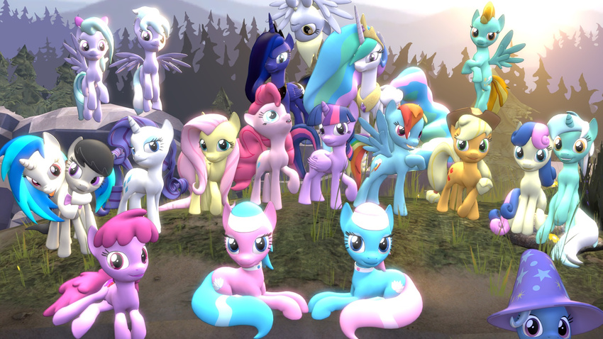 2013 3d aloe_(mlp) applejack_(mlp) berry_punch_(mlp) blonde_hair blue_eyes bonbon_(mlp) cowboy_hat crown cute derpy_hooves_(mlp) equine female feral fluttershy_(mlp) friendship_is_magic gmod green_eyes group hair hat horn horse lotus_(mlp) lyra_(mlp) lyra_heartstrings_(mlp) mammal multi-colored_hair my_little_pony mynokiarules octavia_(mlp) pegasus pink_eyes pink_hair pinkie_pie_(mlp) pony princess_celestia_(mlp) princess_luna_(mlp) purple_eyes purple_hair rainbow_dash_(mlp) rainbow_hair rarity_(mlp) smile tiara trixie_(mlp) twilight_sparkle_(mlp) two_tone_hair unicorn vinyl_scratch_(mlp) winged_unicorn wings