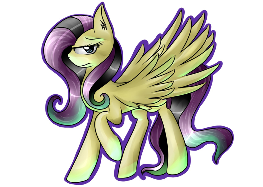 emo equine feathers female feral fluttershy_(mlp) friendship_is_magic goth hair horse long_hair looking_at_viewer mammal my_little_pony pegasus plain_background pony raised_hoof sad solo transparent_background two_tone_hair villiadash wings