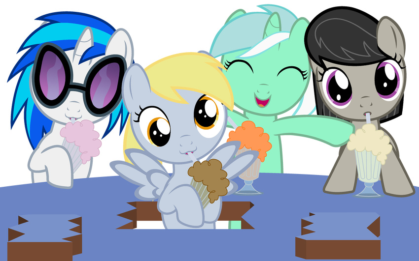 amber_eyes beavernator black_background black_hair blonde_hair blue_hair derpy_hooves_(mlp) equine eyewear female feral friendship_is_magic fur glasses green_fur grey_fur group hair hi_res horn horse long_hair looking_at_viewer lyra_(mlp) lyra_heartstrings_(mlp) mammal milkshake my_little_pony octavia_(mlp) open_mouth pegasus plain_background pony purple_eyes purple_hair smile straw two_tone_hair unicorn vinyl_scratch_(mlp) white_fur wings yellow_eyes