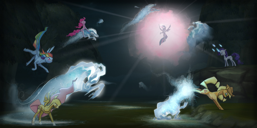 attack aura battle blonde_hair blue_eyes blue_fur cutie_mark dark equine eyes_closed female feral fight fluttershy_(mlp) forest friendship_is_magic fur ghost glowing glowing_eyes grass green_eyes group hair hairband hi_res horn horse i-am-knot ice magic mammal multi-colored_hair my_little_pony orange_fur pegasus pink_fur pink_hair pinkie_pie_(mlp) pony purple_eyes purple_fur purple_hair rainbow_dash_(mlp) rainbow_hair rarity_(mlp) riding spirit tree twilight_sparkle_(mlp) two_tone_hair unicorn white_fur windigo_(mlp) winged_unicorn wings yellow_fur