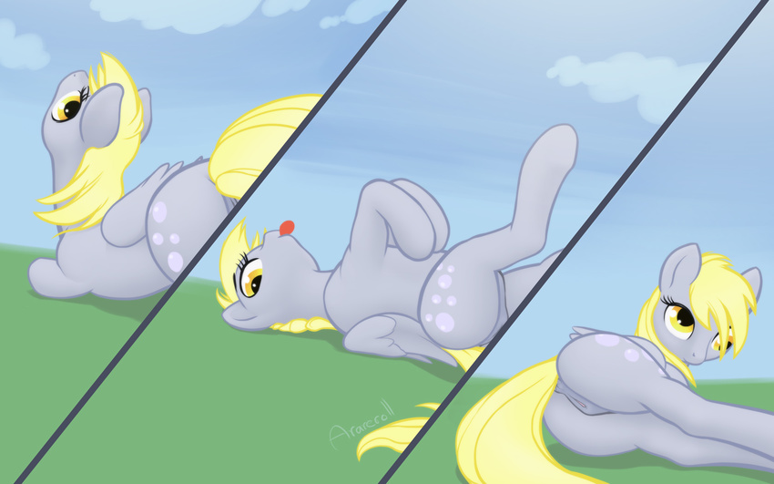 amber_eyes anatomically_correct anatomically_correct_pussy anus arareroll blonde_hair butt cute cutie_mark derp derpy_hooves_(mlp) equine female feral friendship_is_magic hair horse mammal my_little_pony pegasus pony pose pussy solo tongue wings