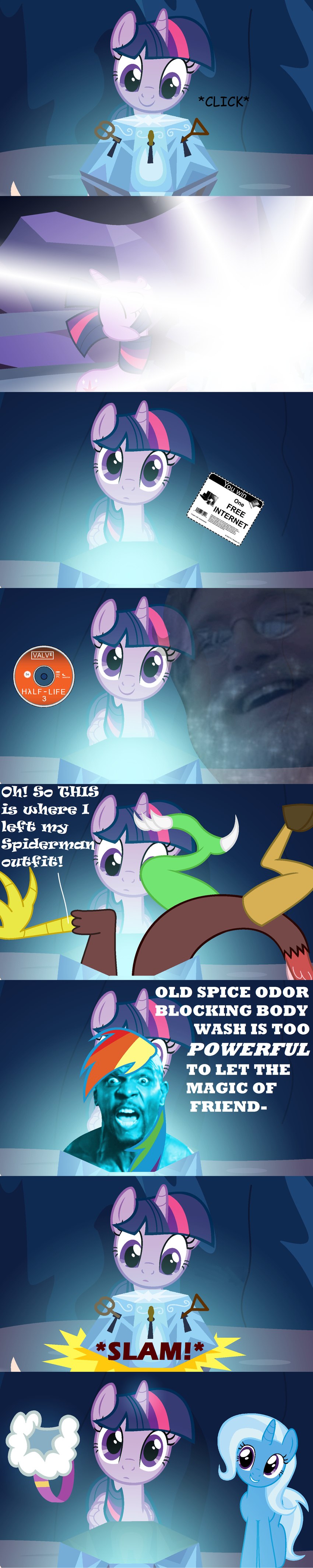 beavernator blue_hair box card cd comic discord_(mlp) disk draconequus equine free_internet friendship_is_magic gabe_newell glowing hair half-life half_life_3 hi_res horn human key locks male mammal multi-colored_hair my_little_pony old_spice old_spice_guy one_free_internet purple_eyes purple_hair rainbow_dash_(mlp) rainbow_hair saddle trixie_(mlp) twilight_sparkle_(mlp) unicorn white_hair winged_unicorn wings