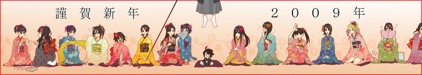 2009 6+girls bandage_over_one_eye bandages cellphone death everyone fujiyoshi_harumi fuura_kafuka hanged highres hitou_nami itoshiki_nozomu itoshiki_rin japanese_clothes kaga_ai kimono kimura_kaere kitsu_chiri kobushi_abiru komori_kiri long_image mitama_mayo multiple_girls new_year noose ookusa_manami otonashi_meru oura_kanako phone sayonara_zetsubou_sensei sekiutsu_maria_tarou shovel suicide tsuko_(pixiv150880) tsunetsuki_matoi wide_image yukata