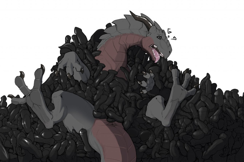 anus bad_dragon black_dragon confused dildo dragon drooling duke_(bad_dragon) feral male narse penis penis_everywhere plain_background saliva scalie sex_toy shocked solo tongue tongue_out white_background