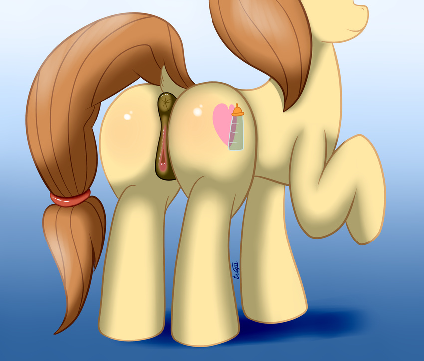 2013 anatomically_correct anus brown_hair butt button's_mom cutie_mark equine female friendship_is_magic hair horse milf mother my_little_pony ookamithewolf1 parent pony pussy solo