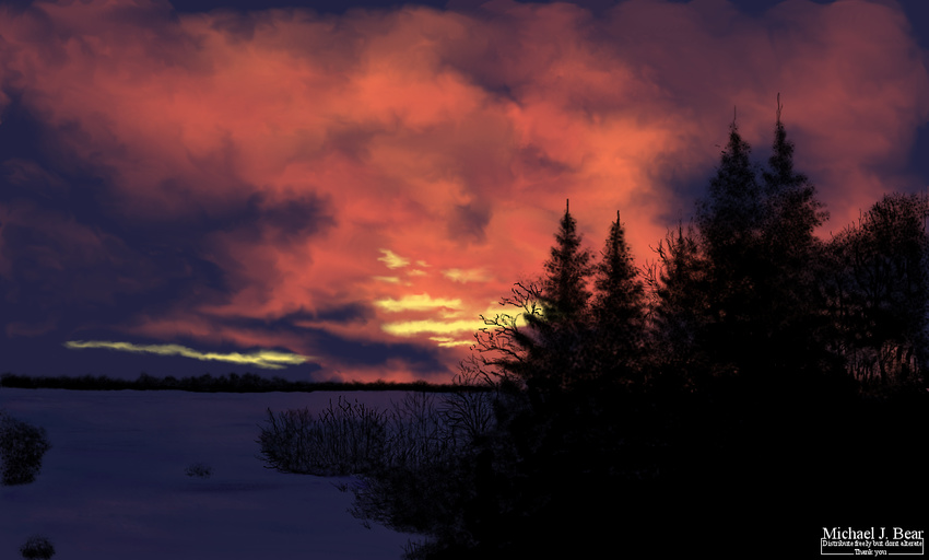 b_j_bear cloud fir lanscape michael_j_bear natural scenery scenery_porn snow sunset tree