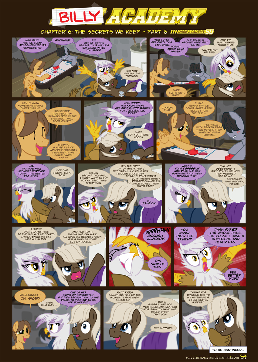 air_hockey avian basement beige_hair black_hair blue_eyes brown_hair comic cutie_mark dialog dumb-bell_(mlp) english_text equine female friendship_is_magic gilda_(mlp) grey_hair gryphon hair hoops_(mlp) horse male mammal my_little_pony pegasus pony score_(mlp) sorcerushorserus text wings yellow_eyes