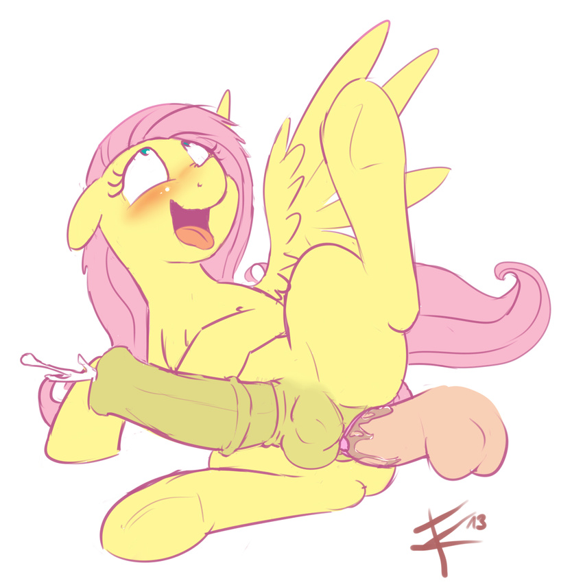 ahegao animal_genitalia balls blush cradeelcin cum cum_while_penetrated equine feral fluttershy_(mlp) friendship_is_magic fur hair hands-free herm horse horsecock intersex long_hair mammal my_little_pony one_leg_up open_mouth orgasm pegasus penetration penis pink_fur plain_background pony pussy pussy_juice sex solo spread_legs spreading tongue vaginal vaginal_penetration white_background wings yellow_fur