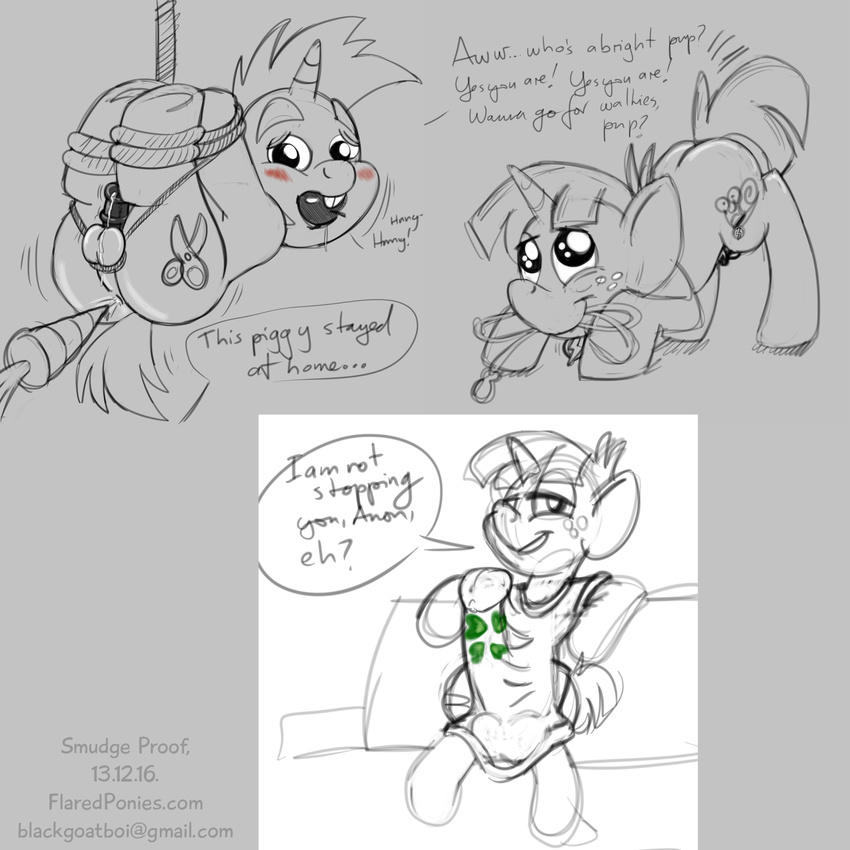 apple bdsm blush bondage bound bushing carrot clothing collar cub equine erection friendship_is_magic fruit horn horse hyper leash male mammal my_little_pony penis pet_play pony puppy_play shirt sketch sketchdump smudge_proof snails_(mlp) snips_(mlp) suspension unicorn young