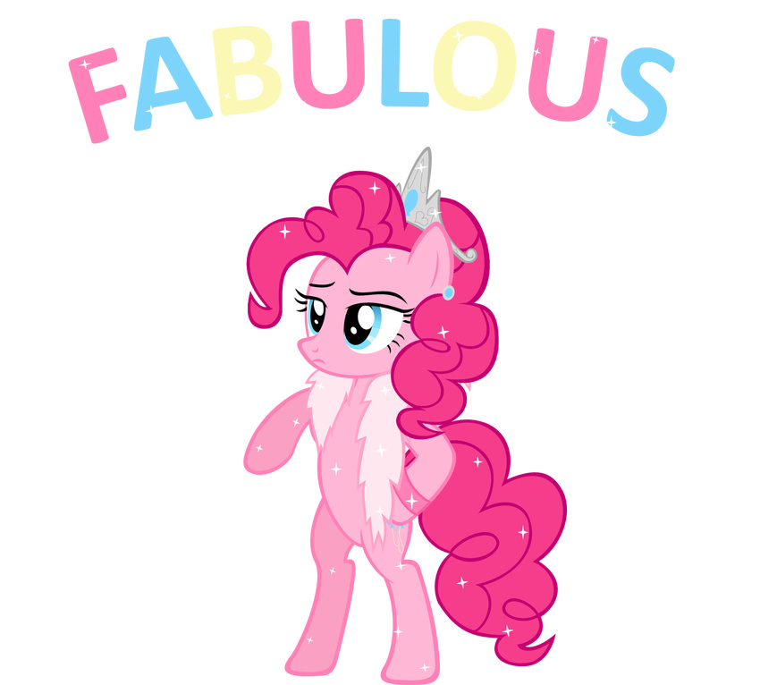 alpha_channel blue_eyes ear_piercing english_text equine female feral friendship_is_magic hair horse mammal my_little_pony piercing pink_hair pinkie_pie_(mlp) plain_background pony solo sparkles standing text tiara transparent_background zacatron94