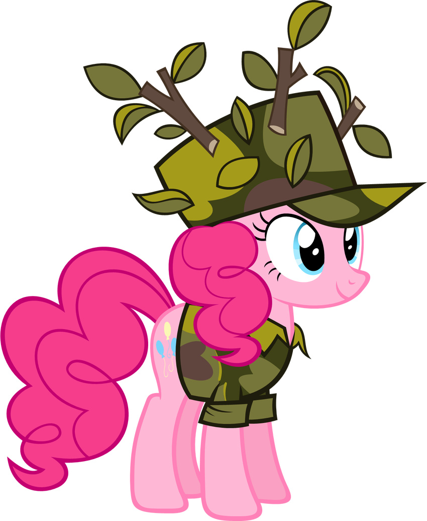 alpha_channel blue_eyes clothed clothing cutie_mark equine female feral friendship_is_magic hair hat horse leaves mammal my_little_pony pink_hair pinkie_pie_(mlp) plain_background pony smile solo standing transparent_background zacatron94