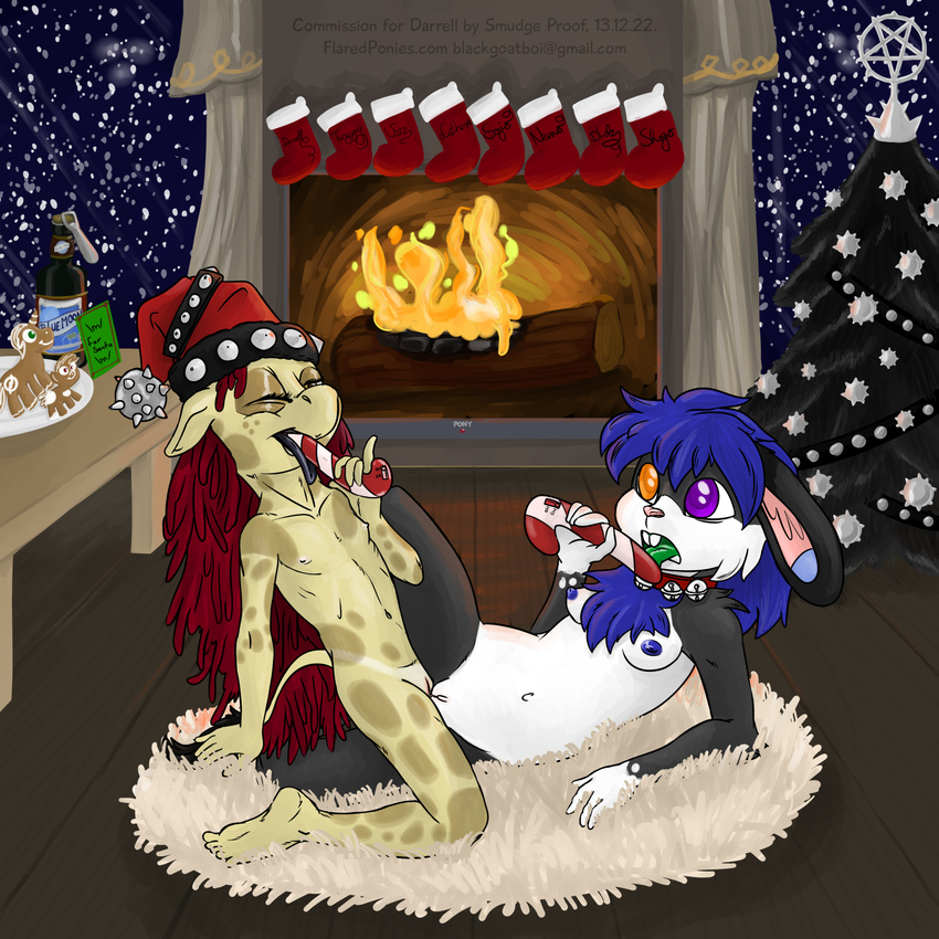 beer beverage christmas cub female flat_chested friendship_is_magic gingerbread giraffe holidays lagomorph lesbian mammal my_little_pony original_character pipsqueak_(mlp) rabbit smudge_proof thunder_ring tribadism young