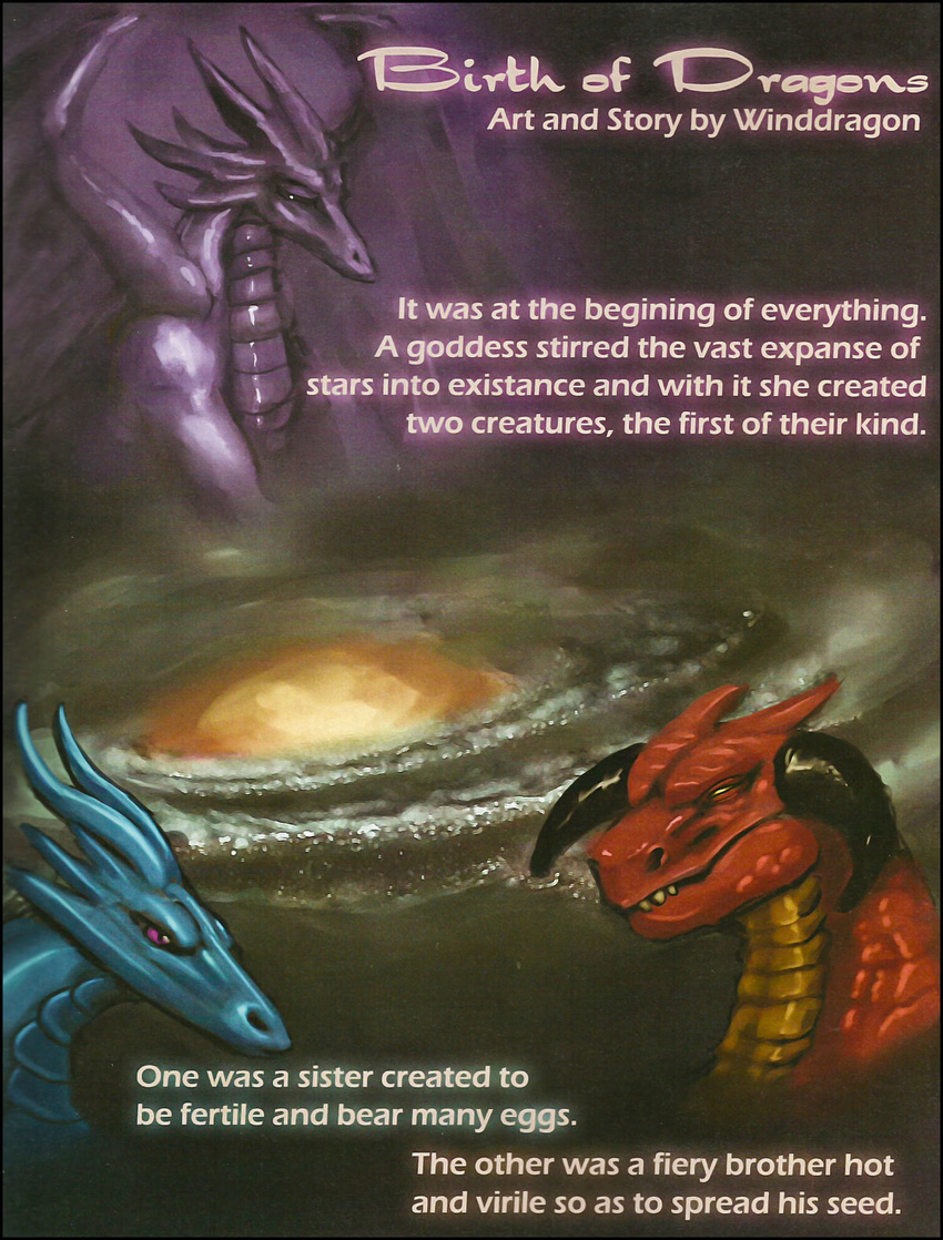 brother_and_sister comic dragon english_text female feral galaxy horn implied_incest incest male scalie sibling sister space stars straight text winddragon wings