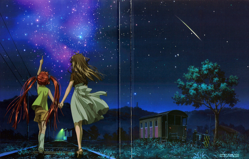 air aratani_tomoe highres michiru_(air) multiple_girls night scan sky star_(sky) starry_sky toono_minagi