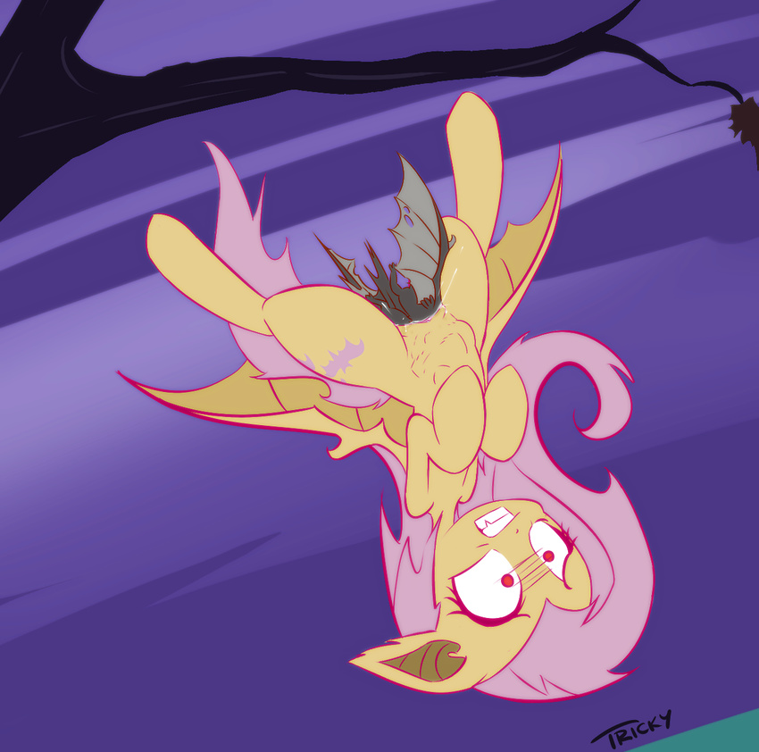 bat bat_pony cutie_mark equine female feral flutterbat_(mlp) fluttershy_(mlp) friendship_is_magic fur hair horse long_hair mammal my_little_pony pegasus pink_hair pony pussy pussy_juice quitetricky unbirthing vorarephilia vore wings yellow_fur