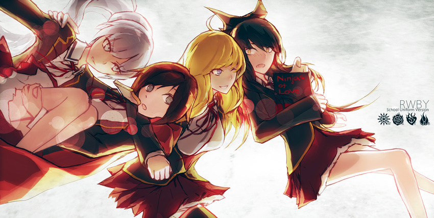 blake_belladonna lowlight_kirilenko ruby_(rwby) rwby seifuku weiss_schnee yang_xiao_long