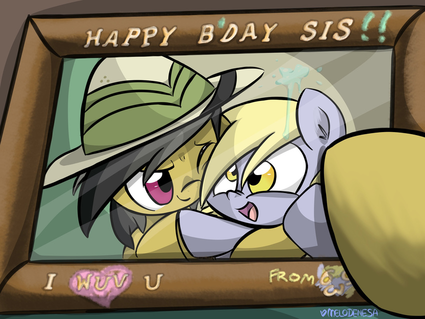 blonde_hair daring_do_(mlp) derpy_hooves_(mlp) equine female friendship_is_magic fur grey_fur grey_hair hair hat horse mammal melodenesa my_little_pony pony purple_eyes sad tears the_feels yellow_eyes