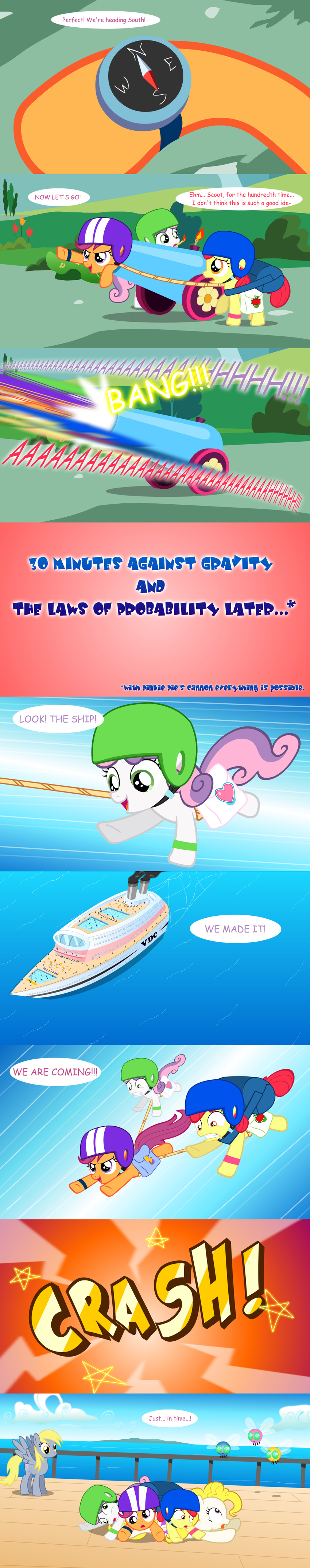 bow cannon comic compass cutie_mark cutie_mark_crusaders_(mlp) derpy_hooves_(mlp) equine female feral friendship_is_magic helmet horn horse jananimations letters lol_comments mammal my_little_pony parasprite_(mlp) pegasus pony rope saddlebags scootaloo_(mlp) ship smile surprise_(mlp) sweetie_belle_(mlp) tumblr unicorn wings young