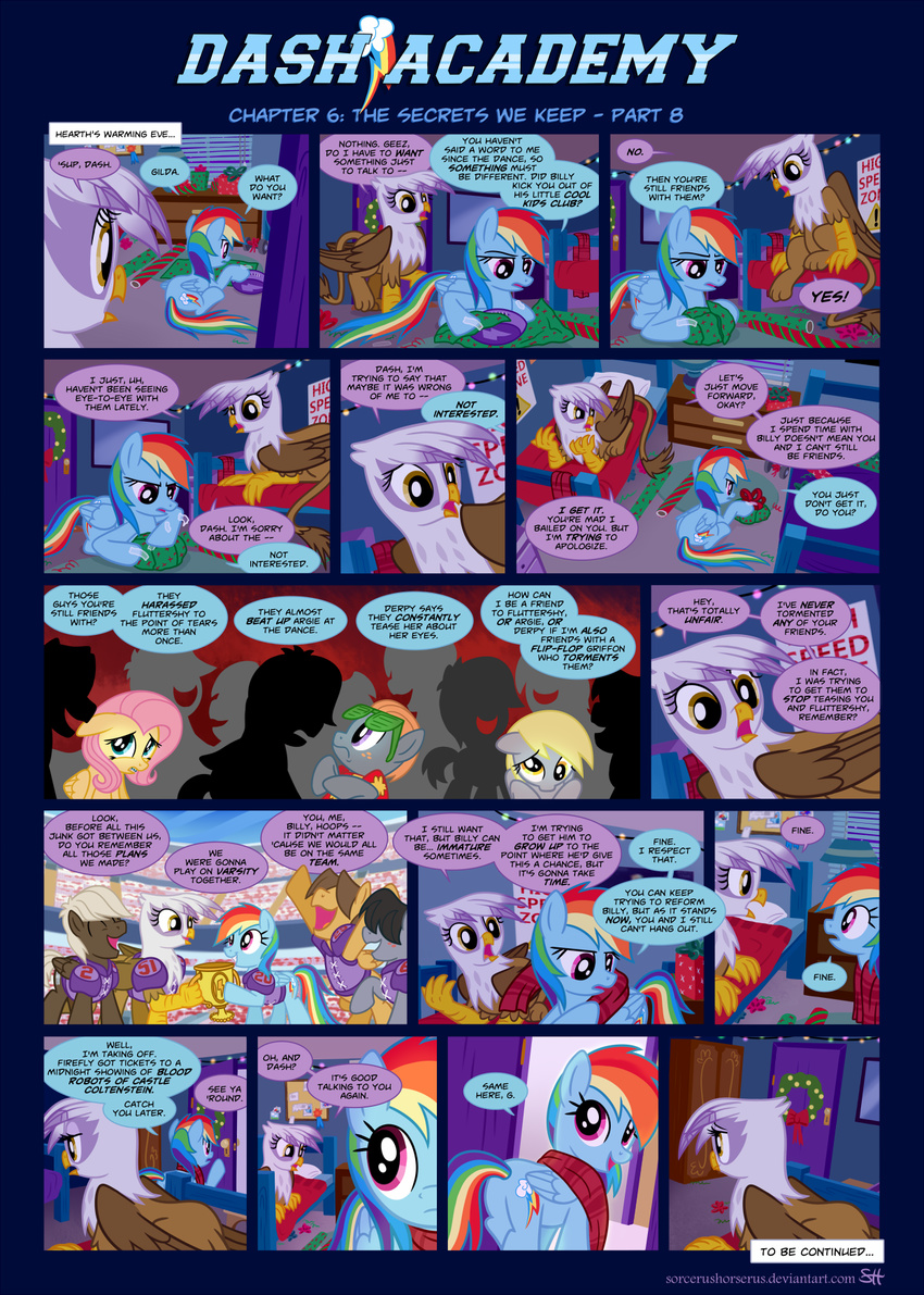 armor avian bed blue_eyes braces brown_eyes comic cutie_mark derp_eyes derpy_hooves_(mlp) dialog dorm dumb-bell_(mlp) english_text equine eyewear female fluttershy_(mlp) football freckles friendship_is_magic gift gilda_(mlp) glasses gryphon hair hoops_(mlp) horse lying mammal multi-colored_hair my_little_pony pegasus pony purple_eyes rainbow_dash_(mlp) rainbow_hair scarf score_(mlp) sorcerushorserus text trophy wardrobe wings wrapping_paper yellow_eyes young