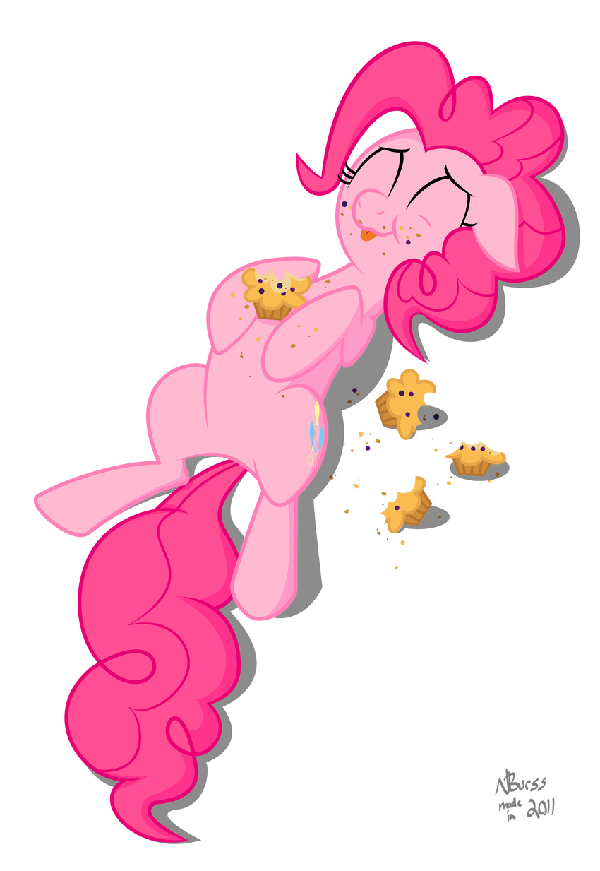 absurd_res alpha_channel cute cutie_mark equine female feral food friendship_is_magic fur hair hi_res horse long_hair mammal muffins my_little_pony pink_fur pink_hair pinkie_pie_(mlp) plain_background pony smile solo tongue tongue_out transparent_background twiddlechimp
