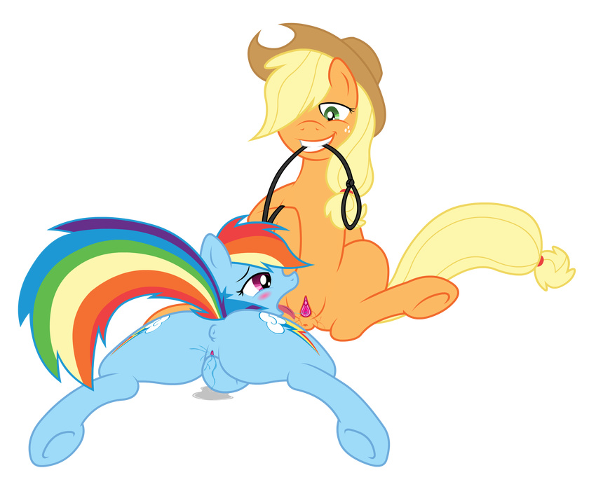 absurd_res alpha_channel anus applejack_(mlp) blonde_hair blue_fur cowboy_hat cutie_mark duo equine female feral freckles friendship_is_magic fur green_eyes hair hat hi_res horse lesbian licking lying mammal multi-colored_hair my_little_pony on_front open_mouth oral oral_sex orange_fur pegasus plain_background pony purple_eyes pussy pussy_juice rainbow_dash_(mlp) rainbow_hair sex shadowovermars sitting tongue transparent_background wings