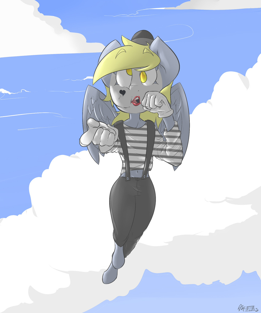 &lt;3 anthro anthrofied blonde_hair clothing cloud derp_eyes derpy_hooves_(mlp) equine fellatio female flight flying friendship_is_magic fur gesture gloves gray_coat grey_fur hair hands horse innuendo invalid_color little makeup mammal mcnims midair mime mlp_fim my my_litte_pony my_little_pony oral oral_sex outside overalls pony sex sexual signature sky solo striped_clothing suspenders wings yellow_eyes young