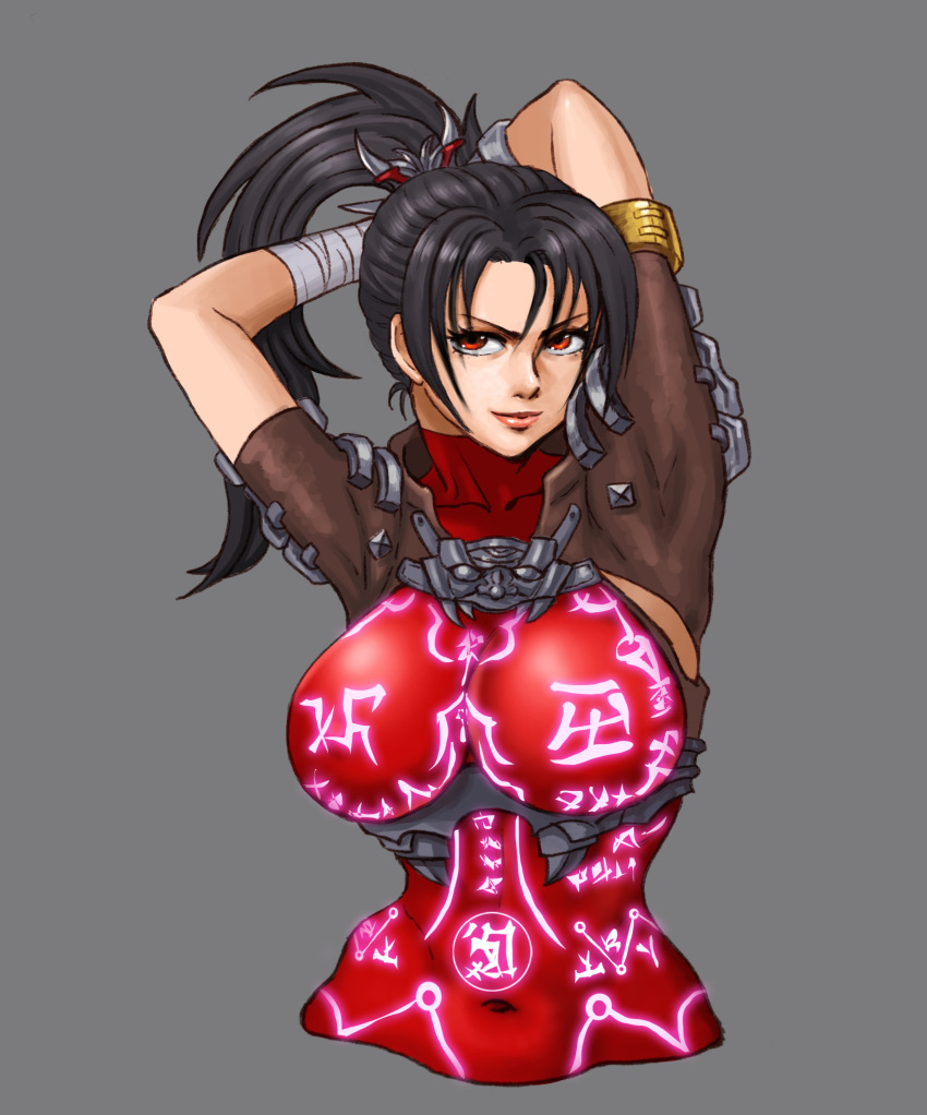 1girl black_hair bodysuit breasts large_breasts long_hair ponytail soul_calibur soul_calibur_vi tagme taki_(soulcalibur)