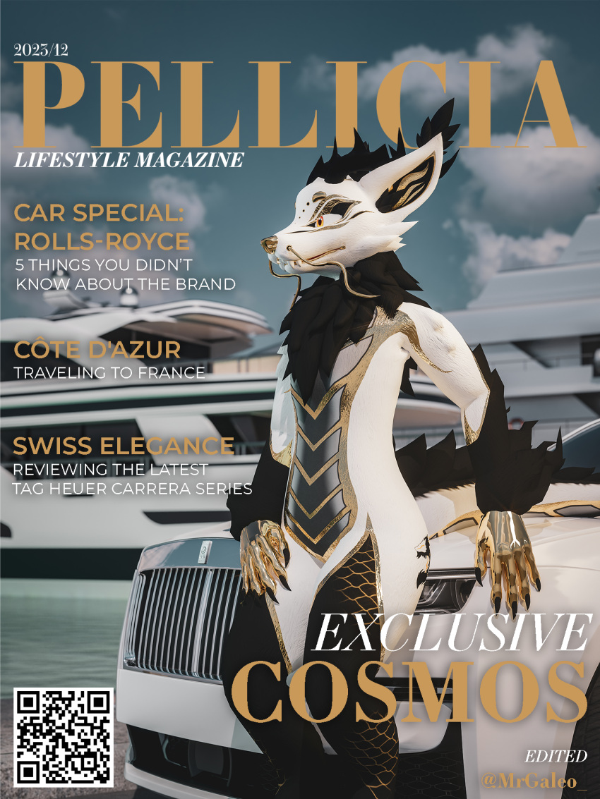 3d_(artwork) anthro asian_mythology blender_(software) blender_cycles boat car chinese_mythology cover digital_media_(artwork) east_asian_mythology english_text hi_res horn kirin magazine magazine_cover male mrgaleo mythology solo text vehicle watercraft yacht