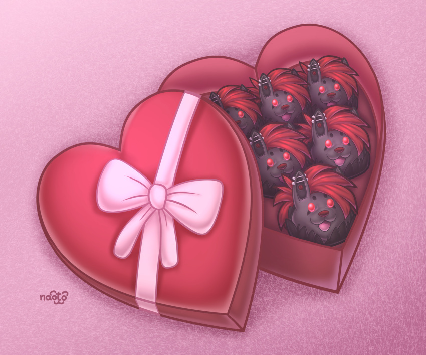 &lt;3 absurd_res anthro box box_of_chocolates candy canid canine canis chocolate container dessert female food hi_res holidays hyena love mammal naoto solo valentine's_day wolf ych