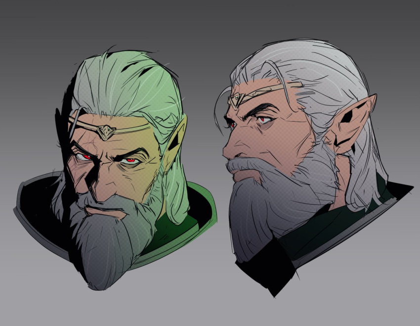 1boy baldur's_gate baldur's_gate_3 beard character_request connected_beard cropped_head dungeons_and_dragons elf facial_hair full_beard grey_hair king long_beard looking_at_viewer male_focus mature_male multiple_views n_dks3 old old_man pointy_ears red_eyes thick_beard thick_eyebrows tiara wrinkled_skin