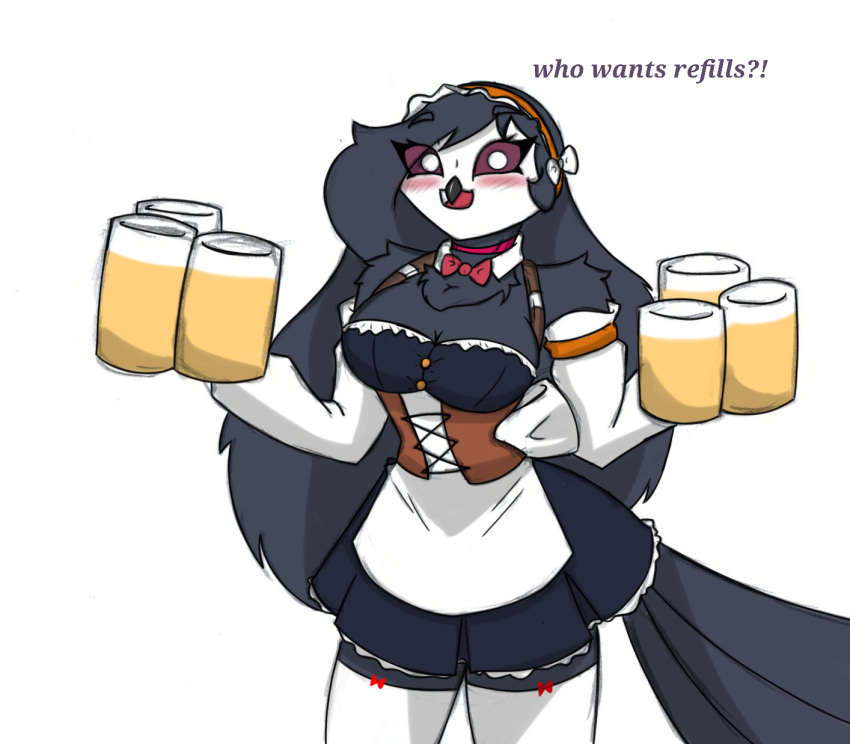 anthro barmaid blush female helluva_boss hi_res octavia_(helluva_boss) pace-maker small_waist solo thick_thighs wide_hips