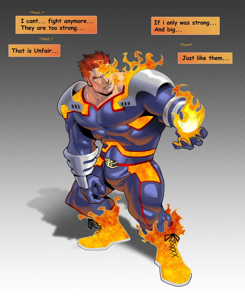 absurd_res clothing elemental_manipulation endeavor fire fire_manipulation gradient_background hi_res human latex latex_clothing male mammal muscular muscular_male my_hero_academia simple_background solo superhero superpowers taurodin transformation