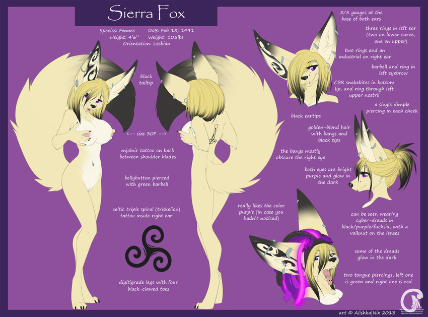 big_breasts breasts canine female fennec fox mammal model_sheet nix sierra solo
