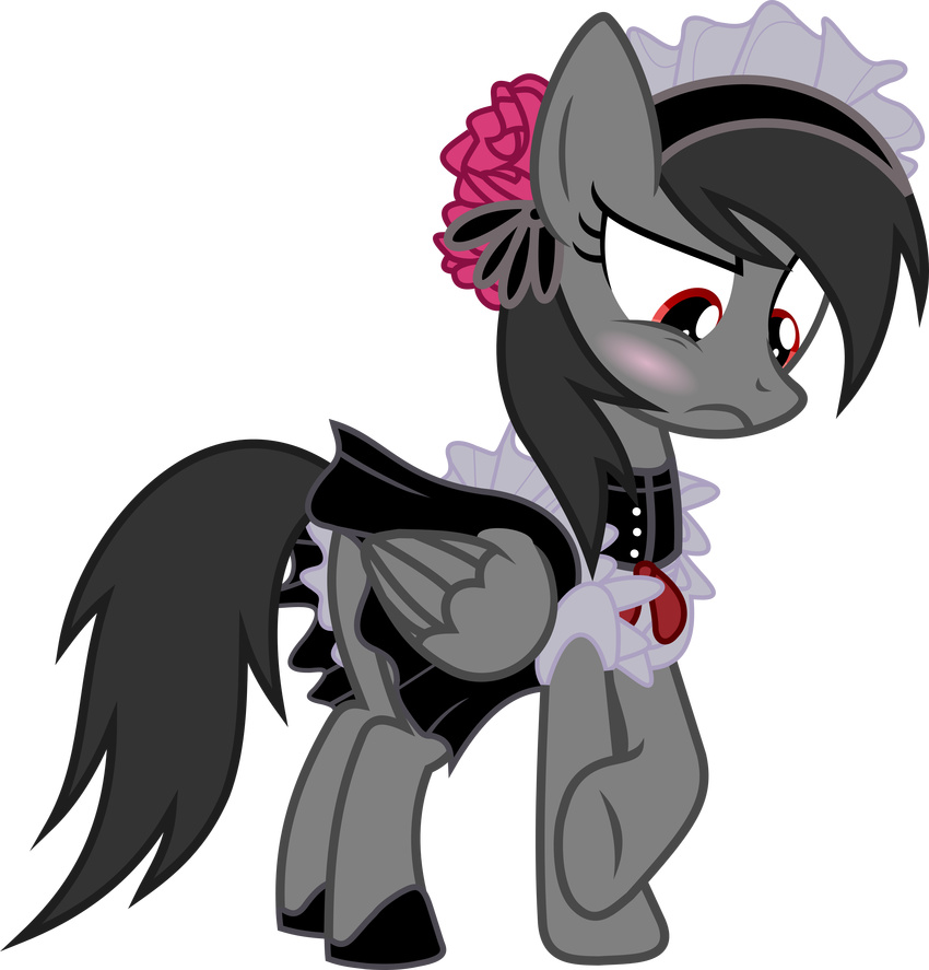 blush darkdash darknisfan1995 equine friendship friendship_is_magic fur grey_fur grey_hair hair hi_res horse is little magic maid maid_uniform mammal my my_little_pony original_character pony red_eyes uniform