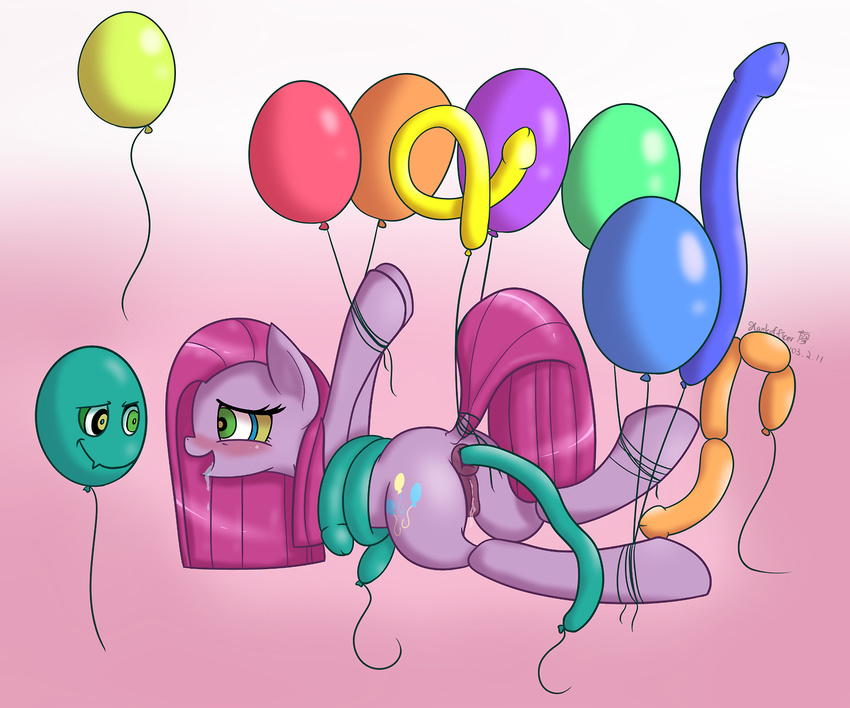 anal anal_insertion anal_penetration anus balloons blush bound butt cutie_mark discord_(mlp) discord_(mlp)pink_hair equine female feral floating friendship_is_magic fur hair hankofficer horse hypnosis insertion mammal mind_control my_little_pony open_mouth penetration pink_fur pink_hair pinkamena_(mlp) pinkie_pie_(mlp) pony pussy pussy_juice saliva simple_background