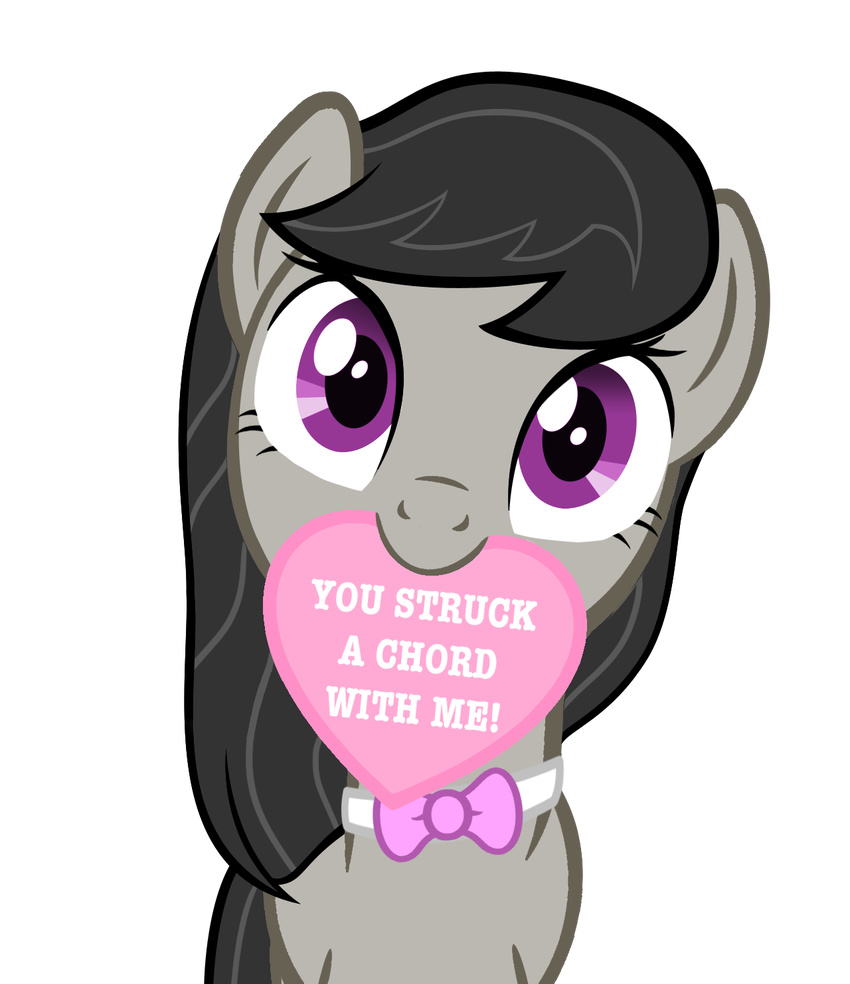 &lt;3 alpha_channel black_hair bow_tie english_text equine female feral friendship_is_magic fur grey_fur hair holidays horse looking_at_viewer mammal mouth_hold my_little_pony octavia_(mlp) plain_background pony purple_eyes solo stealth1546 text transparent_background valentine's_day valentine's_day vector