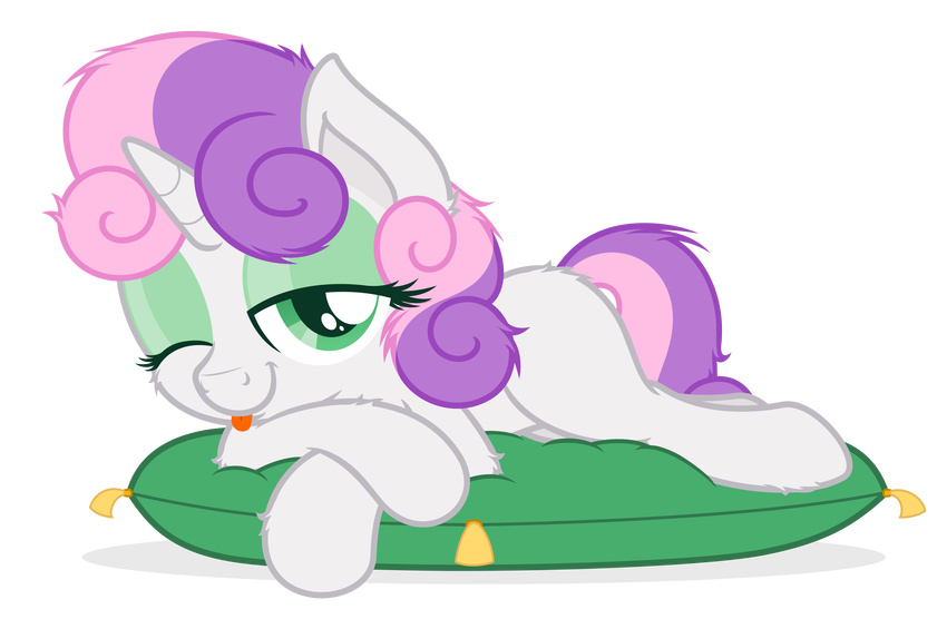 absurd_res aburd_res alpha_channel bed_head cute equine female feral friendship_is_magic green_eyes hair hi_res horn horse looking_at_viewer mammal my_little_pony pillow pony smile solo sweetie_belle_(mlp) tired two_tone_hair unicorn young zutheskunk