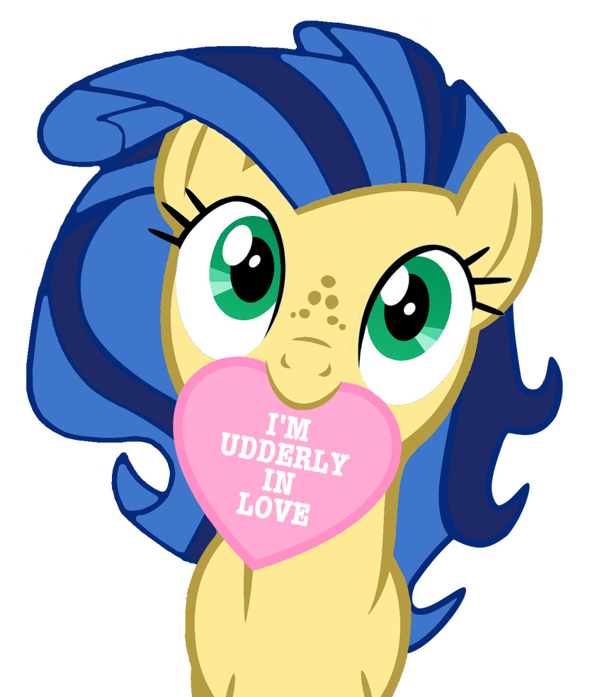 blue_hair equine female friendship_is_magic fur green_eyes hair holidays horse mammal milky_way_(character) mouth_hold my_little_pony pony solo stealth1546 valentine's_day valentine's_day yellow_fur