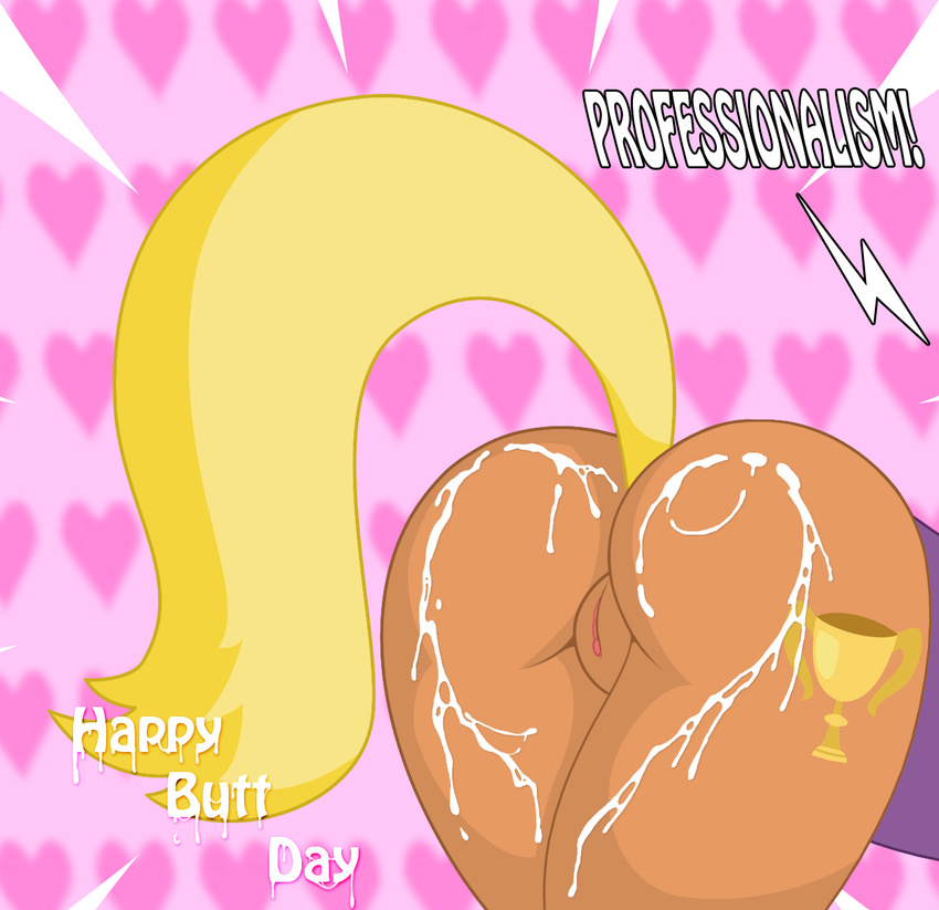 &lt;3 anthro bent_over big_butt butt cum cum_on_butt cutie_mark english_text equine female friendship_is_magic holidays horse jrvanesbroek mammal ms_harshwhinny_(mlp) my_little_pony pony presenting presenting_hindquarters pussy solo text valentine's_day valentine's_day