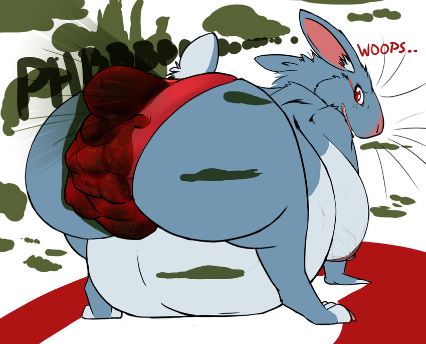 all_fours anthro big_belly big_breasts big_butt breasts butt embarrassed feces female huge_breasts lagomorph looking_back mammal panties pregnant rabbit riis scat sharted solo underwear