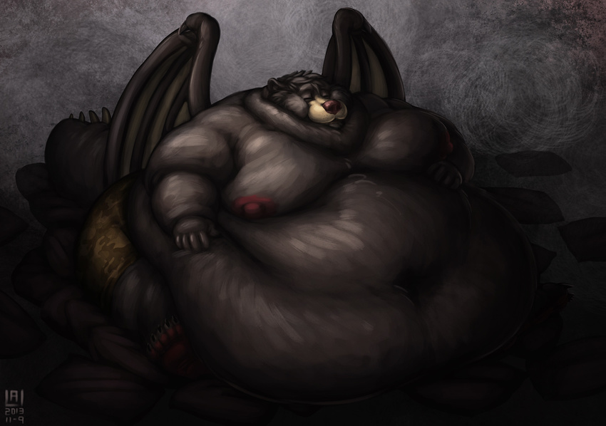 bear fluffylai male mammal obese overweight topless wings