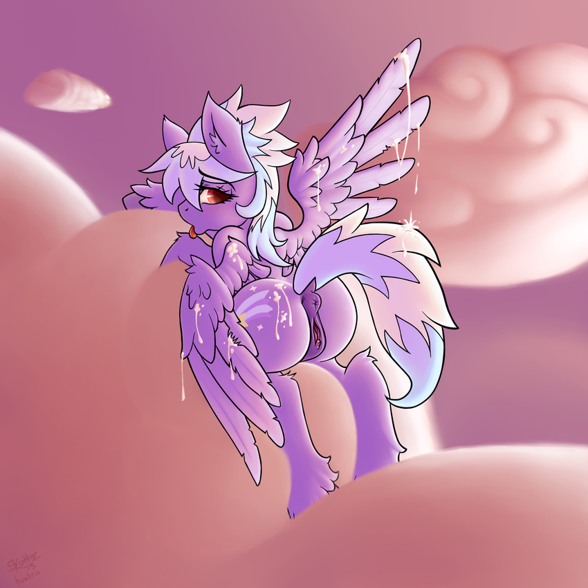 absurd_res anus butt cloud cloud_chaser_(mlp) cum cum_on_butt cum_on_wings cutie_mark equine female feral friendship_is_magic hair hi_res horse huebris mammal my_little_pony outside pegasus pony pussy skuttz solo tongue two_tone_hair wings xum_on_wings