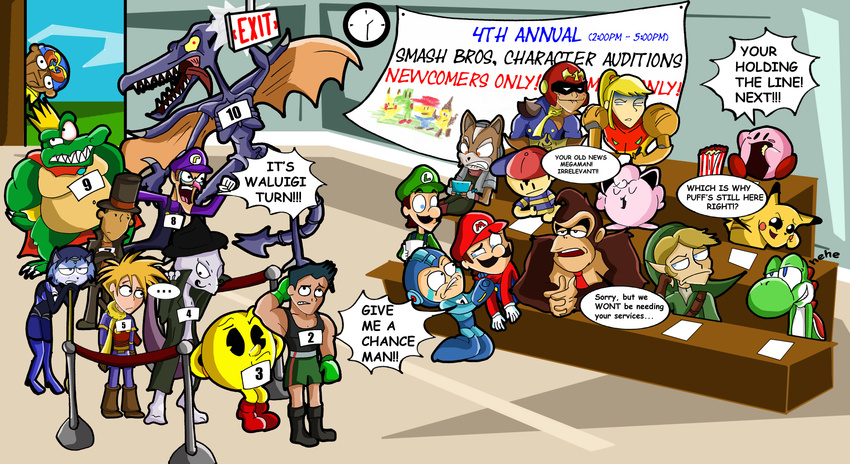 canine captain_falcon crocodile dinosaur donkey_kong dragon earthbound f-zero female feral fox fox_mccloud geno group human jigglypuff king_k_rool kirby kirby_(series) kremling krystal legendary_pok&#233;mon legendary_pok&eacute;mon link little_mac luigi male mammal mario mario_bros mega_man_(character) mega_man_(series) metroid mewtwo monkey ness nintendo pac-man pac-man_(series) pikachu pok&#233;mon pok&eacute;mon primate professor_layton reptile ridley samus_aran scalie star_fox text the_legend_of_zelda theropod unknown_artist video_games waluigi wings yoshi