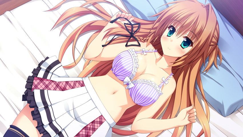 blue_eyes bra game_cg glace ichinose_himeno koishiki_manual long_hair navel orange_hair saeki_nao skirt underwear