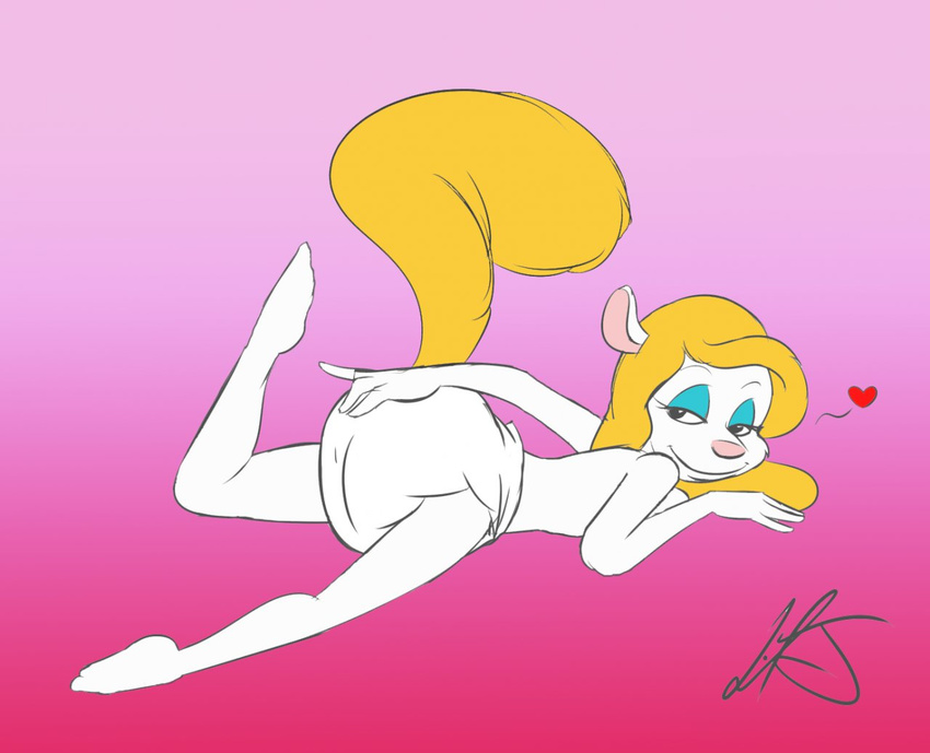 animaniacs anthro blonde_hair cute diaper female hair liljdude mammal minerva_mink mink mustelid solo