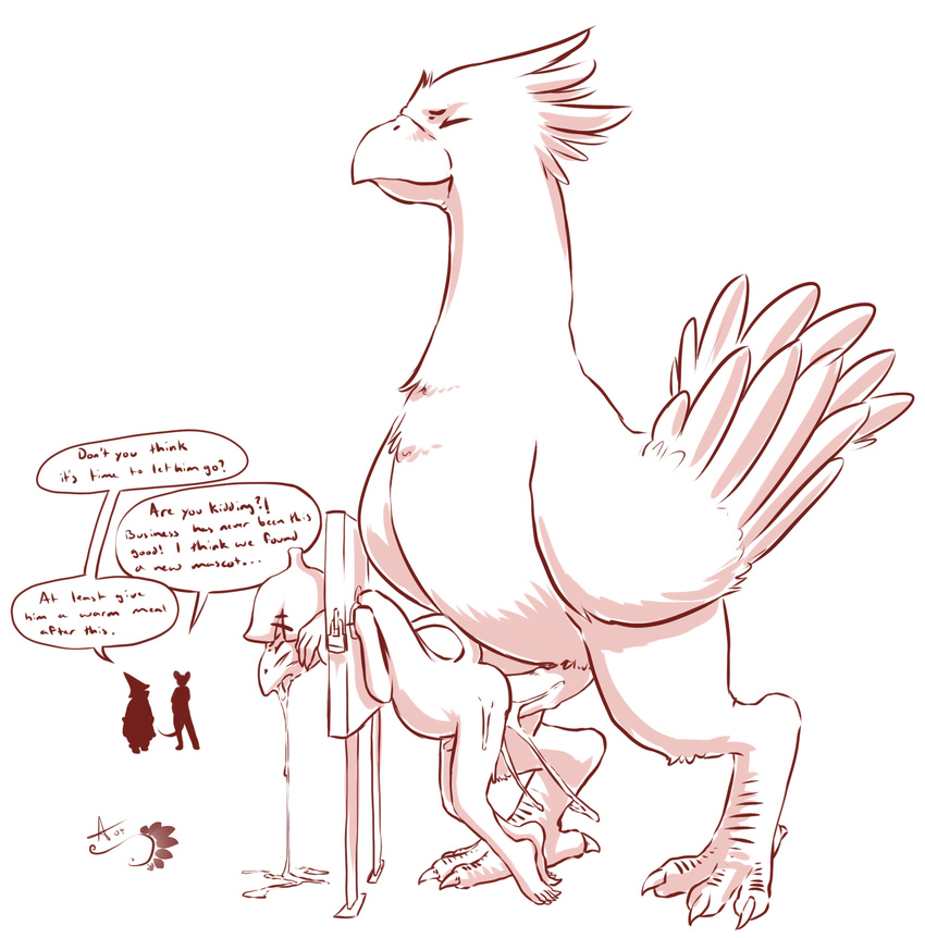 2013 absurd_res anal anal_penetration anthro anthro_on_feral anthro_penetrated aogami apathetic_dom avian bestiality big_dom_small_sub big_penis bodily_fluids bound burmecian chocobo cum cum_from_mouth cum_in_ass cum_in_mouth cum_inflation cum_inside cum_through cumshot dialogue dominant duo ejaculation english_text erection excessive_cum excessive_genital_fluids feral feral_penetrating feral_penetrating_anthro final_fantasy final_fantasy_ix forced from_behind_position genital_fluids genitals hi_res humiliation inflation interspecies larger_male male male/male male_on_feral male_penetrated male_penetrating male_penetrating_male mammal monochrome murid murine nude orgasm penetration penile penile_penetration penis penis_in_ass prince_puck_(character) public public_humiliation punishment rape rat restraints rodent sex simple_background size_difference smaller_male square_enix stocks text white_background young young_anthro