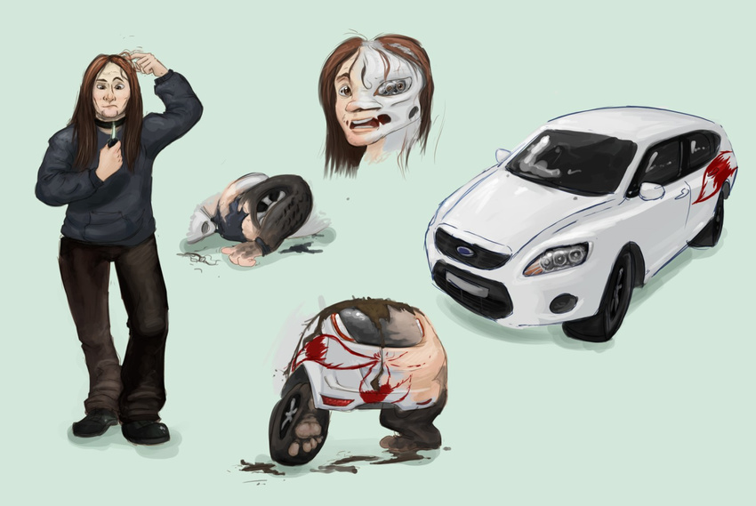 car comic human inanimate male mammal nightmare_fuel open_mouth plain_background transformation vehicle_transformation what