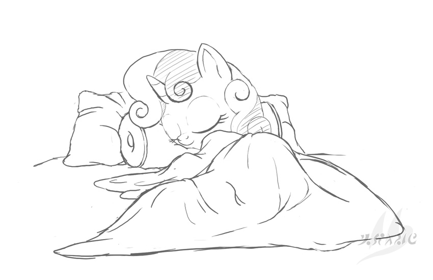 bed cub cutie_mark_crusaders_(mlp) drake_drachenlicht equine female friendship_is_magic horn horse mammal my_little_pony pillow pony sleeping solo sweetie_belle_(mlp) unicorn young